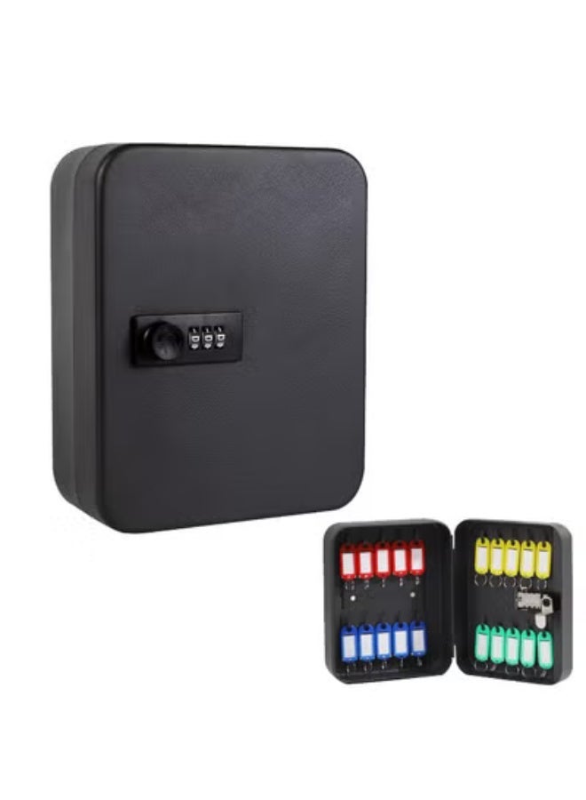 ZERIFAM Key Cabinets, Key Lock Box, Wall Mounted Key Storage Organizer Box with 20 Key Hooks and Tags, Metal Key Cabinet with 3 Digit Code Lock for House, Garage, Office, Store, School - Image 1